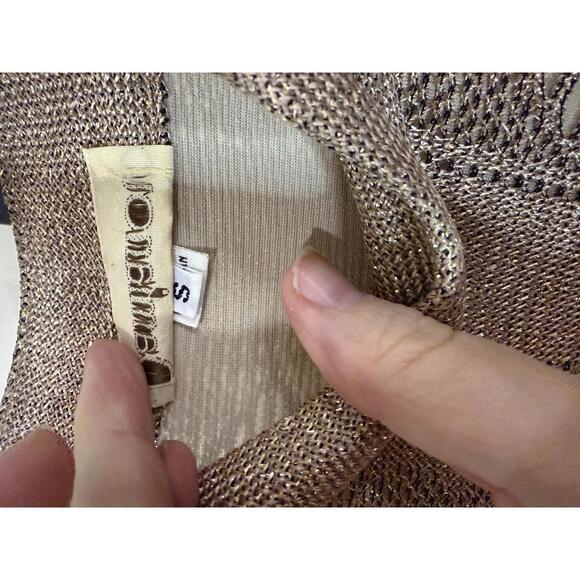 Damianou Small Elegant Beige Patterned Long Sleeve Dress Peek a Boo Lace - Picture 8 of 14